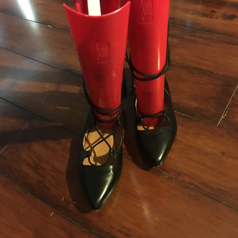 Sixty seven black leather ballet flats sz8